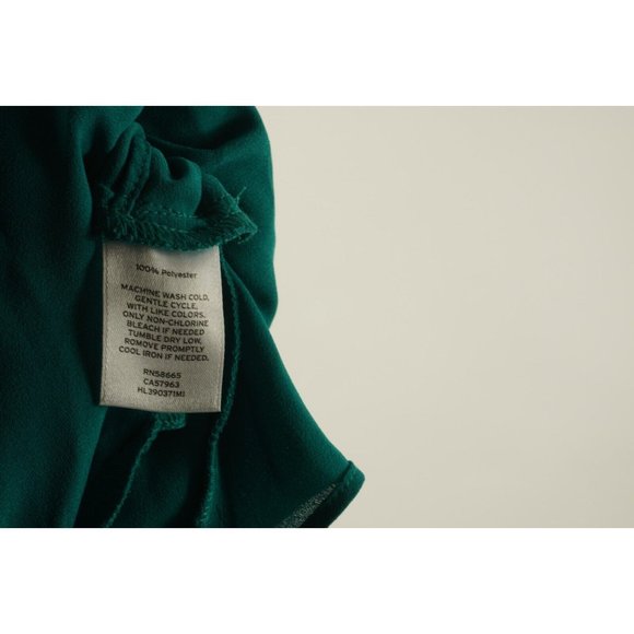 Trouve Women's Size XXS 2XS Dark Teal Green Chiffon Wrap Front V-Neck Top - Picture 5 of 5